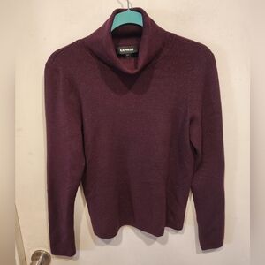 Express Dark Purple Metallic Sparkle Turtleneck Sweater  L Holiday Party Career